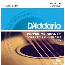 D'Addario Fretted EJ16 Phosphor Bronze Light 012 - 053 Western Guitar Strengest