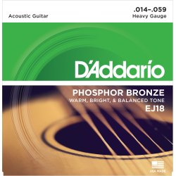 D'Addario Fretted EJ18 Phosphor Bronze Heavy 014 - 059 Western Guitar Strengest