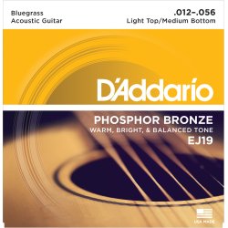 D'Addario Fretted EJ19 Phosphor Bronze Light Medium 012 - 056 Western Guitar Strengest