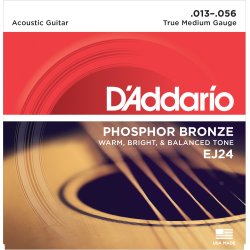 D'Addario Fretted EJ24 Phosphor Bronze True Medium 013 - 056 Western Guitar Strengest
