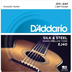 D'Addario Fretted EJ40 Silk &amp; Steel Light 011-047 Western Guitar Strengest