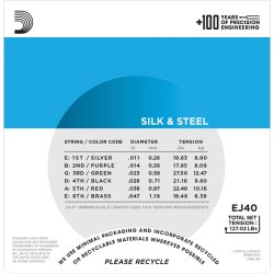 D'Addario Fretted EJ40 Silk &amp; Steel Light 011-047 Western Guitar Strengest