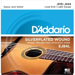 D'Addario Fretted EJ84L Gypsy Jazz Regular Light Loop End 010 - 044 Western Guitar Strengest