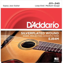 D'Addario Fretted EJ84M Gypsy Jazz Medium Loop End 011-045 Western Guitar Strengest