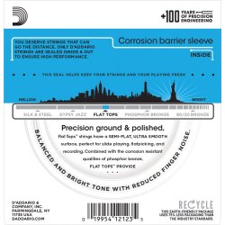 D'Addario Fretted EFT16 Flat Tops Phosphor Bronze Regular Light 012-053 Western Guitar Strengest