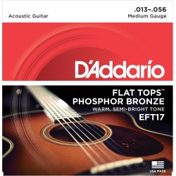 D'Addario Fretted EFT17 Flat Tops Phosphor Bronze Medium 013-056 Western Guitar Strengest