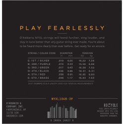D'Addario Fretted NYXL1046-3P NYXL Regular Light 10-46 Elektrisk Guitar Strengest (3-st)