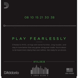 D'Addario Fretted NYXL0838 NYXL Extra Super Light 08-38 Elektrisk Guitar Strengest