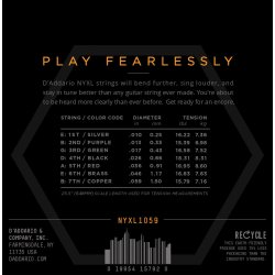 D'Addario Fretted NYXL1059 NYXL 7-strenget Regular Light 10-59 Elektrisk Guitar Strengest