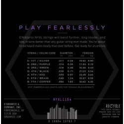 D'Addario Fretted NYXL1164 NYXL 7-strenget Medium 11-64 Elektrisk Guitar Strengest