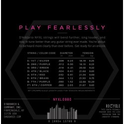 D'Addario Fretted NYXL0980 NYXL 8-strenget Super Light 09-80 Elektrisk Guitar Strengest