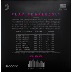 D'Addario Fretted NYXL0984SB NYXL Strandberg 8-strenget Cust.Light 09-84 Elektrisk Guitar Strengest