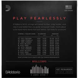 D'Addario Fretted NYXL1238PS NYXL Custom Medium E9 Pedal Steel 12-38 Elektrisk Guitar Strengest