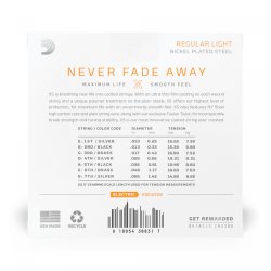 D'Addario Fretted XSE1056 XS Nickel Coated 7-strenget RegularLight 10-56 Elektrisk Guitar Strengest