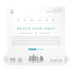 D'Addario Fretted XSE1252W XS Nickel Coated Light Wound 3rd 12-52 Elektrisk Guitar Strengest