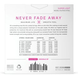 D'Addario Fretted XSE0942-3P XS Nickel Coated Super Light 09-42 Elektrisk Guitar Strengest (3-st)