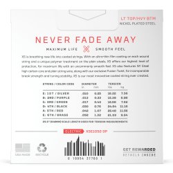 D'Addario Fretted XSE1052-3P XS Nickel C. Light T/Heavy B 10-52 Elektrisk Guitar Strengest (3-st)