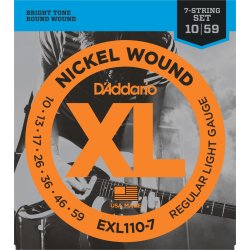 D'Addario Fretted EXL110-7 XL Nickel Wound 7-strenget RegularLight 10-59 Elektrisk Guitar Strengest
