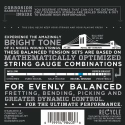 D'Addario Fretted EXL115BT XL Nickel Wound Medium Balanced Tension 11-50 Elektrisk Guitar Strengesæt