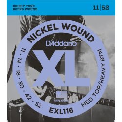 D'Addario Fretted EXL116 XL Nickel Wound Medium Top/Heavy Bottom 11-52 Elektrisk Guitar Strengest