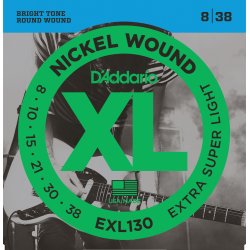 D'Addario Fretted EXL130 XL Nickel Wound Extra Super LIght 08-38 Elektrisk Guitar Strengest
