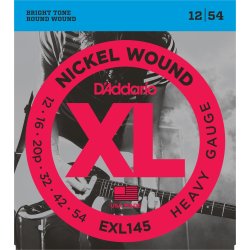 D'Addario Fretted EXL145 XL Nickel Wound Heavy Plain 3rd 12-54 Elektrisk Guitar Strengest