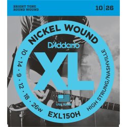 D'Addario Fretted EXL150H XL Nickel Wound High Strung/Nashville 10-26 Elektrisk Guitar Strengest