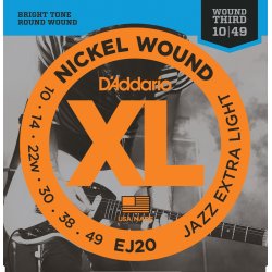 D'Addario Fretted EJ20 XL Nickel Wound Jazz Extra Light 10-49 Elektrisk Guitar Strengest