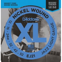 D'Addario Fretted EJ21 XL Nickel Wound Jazz Light 12-52 Elektrisk Guitar Strengest