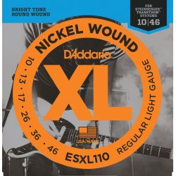 D'Addario Fretted ESXL110 XL Nickel Wound Reg.Light DoubleBallEnd 10-46 Elektrisk Guitar Strengest