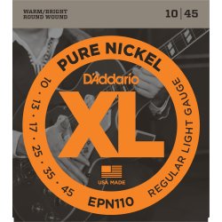 D'Addario Fretted EPN110 XL Pure Nickel Regular Light 10-45 Elektrisk Guitar Strengest