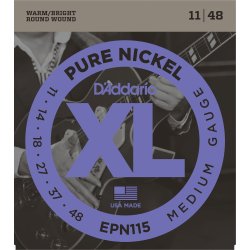 D'Addario Fretted EPN115 XL Pure Nickel Medium 11-48 Elektrisk Guitar Strengest