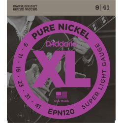 D'Addario Fretted EPN120 XL Pure Nickel Super Light 09-41 Elektrisk Guitar Strengest 