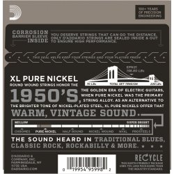 D'Addario Fretted EPN21 XL Pure Nickel Jazz Light 12-51 Elektrisk Guitar Strengest