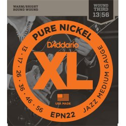 D'Addario Fretted EPN22 XL Pure Nickel Jazz Medium 13-55 Elektrisk Guitar Strengest