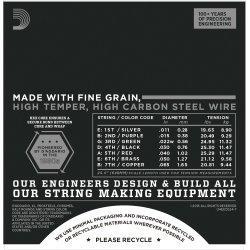 D'Addario Fretted ECG24-7 XL Chromes 7-strenget Jazz Light 11-65 Elektrisk Guitar Strengest