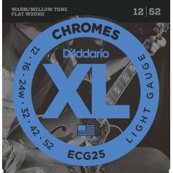 D'Addario Fretted ECG25 XL Chromes Light 12-52 Elektrisk Guitar Strengest