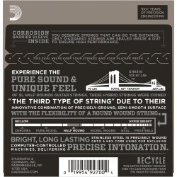 D'Addario Fretted EHR310 XL Half Rounds Regular Light 10-46 Elektrisk Guitar Strengest