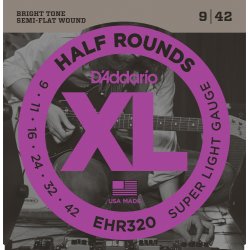 D'Addario Fretted EHR320 XL Half Rounds Super Light 09-42 Elektrisk Guitar Strengest