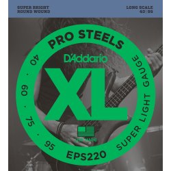 D'Addario Fretted EPS220 ProSteels 040-095 elektrisk bas strengest