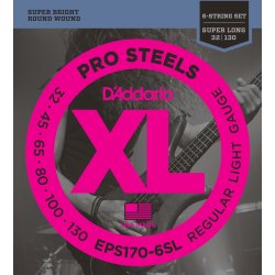 D'Addario Fretted EPS170-6SL Prosteels Light 030 - 130 (6-strenge Super Long) elektrisk bas strenge
