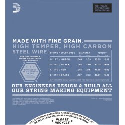 D'Addario Fretted EPS300 ProSteels Balanced 043-107 elektrisk bas strengest