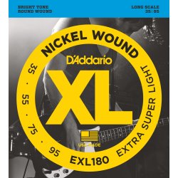 D'Addario Fretted EXL180 Nickel Wound X-Super Light 035 - 095 elektrisk bas strengest