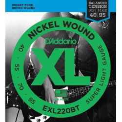 D'Addario Fretted EXL220BT Nickel Wound Super Light 040 - 095 (Balanced) elektrisk bas strengest