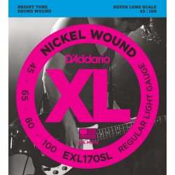 D'Addario Fretted EXL170SL Nickel Wound Light 045 - 100 (Super Long) elektrisk bas strengest