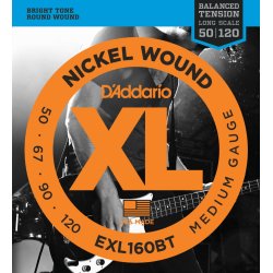 D'Addario Fretted EXL160BT Nickel Wound Medium 050 - 120 (Balanced Tension) elektrisk bas strengest