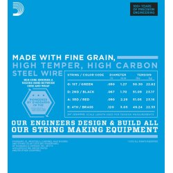 D'Addario Fretted EXL160BT Nickel Wound Medium 050 - 120 (Balanced Tension) elektrisk bas strengest