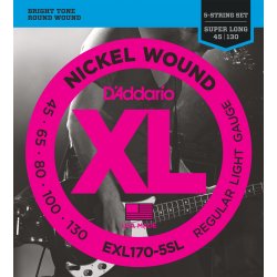 D'Addario Fretted EXL170-5SL Nickel Wound Light 045 - 130 (5-str. Super Long) elektrisk bas strenge