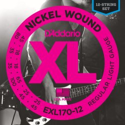 D'Addario Fretted EXL170-12 Nickel Wound Light 018P - 100 (12-strenge) elektrisk bas strengest