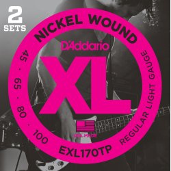 D'Addario Fretted EXL170TP Nickel Wound 045 - 100 (2-pak) elektrisk bas strengest